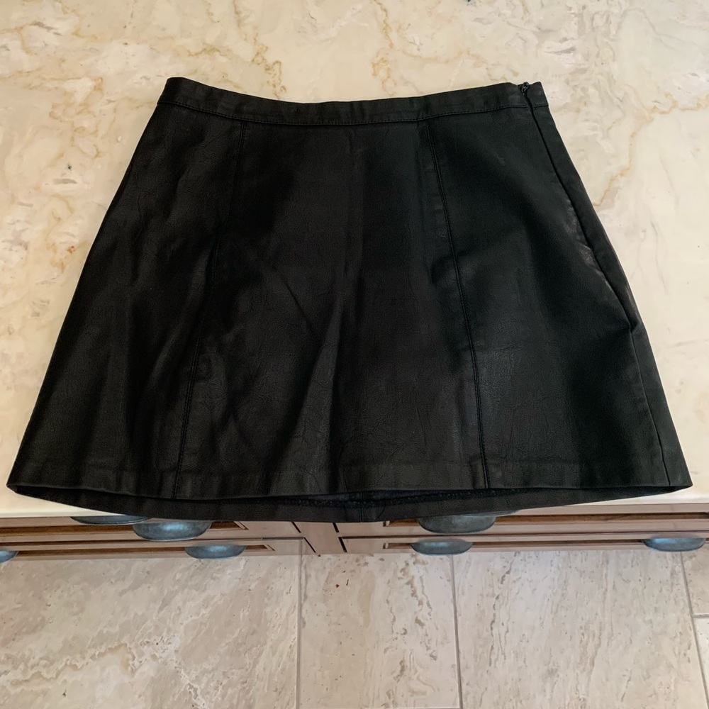 Black feaux leather mini skirt